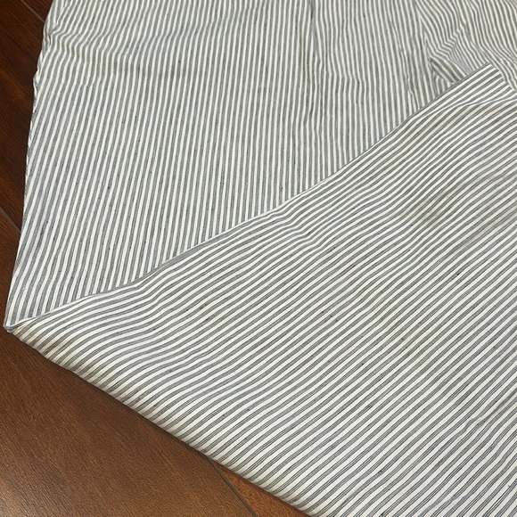 Lands End Cropped Linen Blend Stretch Waist Wide Leg Stripped Pants 26W - Picture 2 of 6
